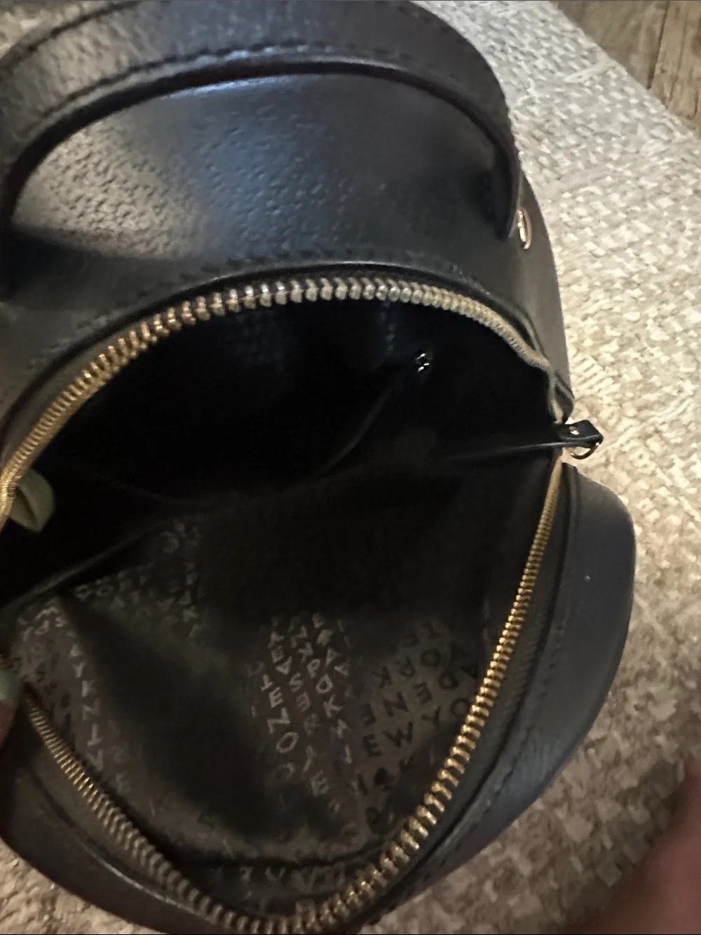 kate spade Black Leather Dome Mini Backpack with Gold Hardware